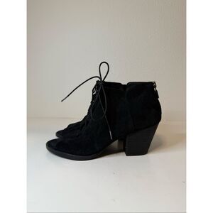 Eileen Fisher Slew Black Suede Lace Up Booties Size 6
